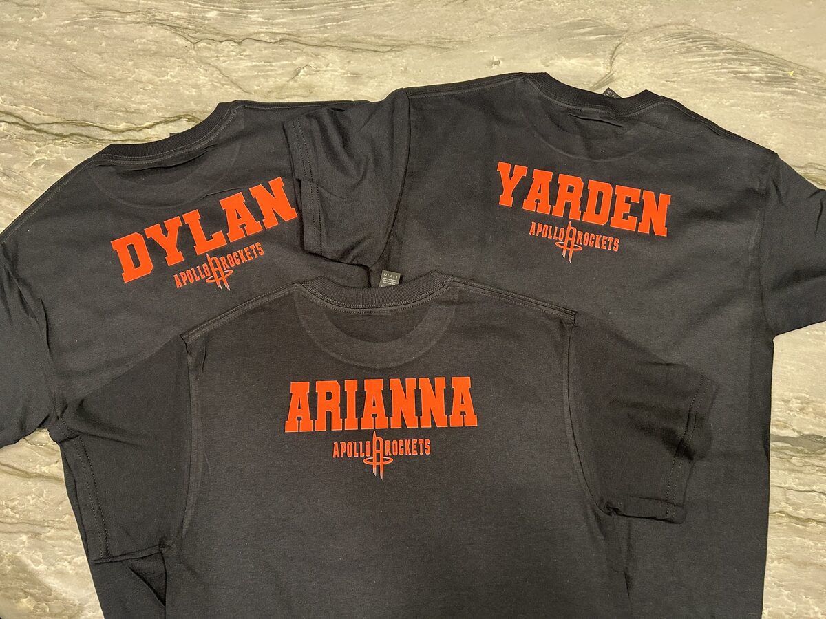 Custom team sweatshirts personalized with player names